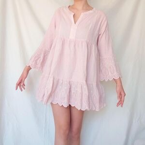 Light Pink Bell Sleeves Babydoll Dress